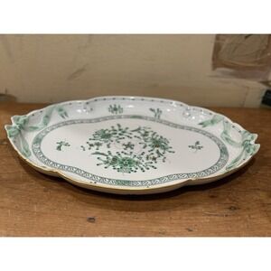 Herend Hungary Chinese Bouquet Green Oval Serving‎ Platter 15.75 RARE